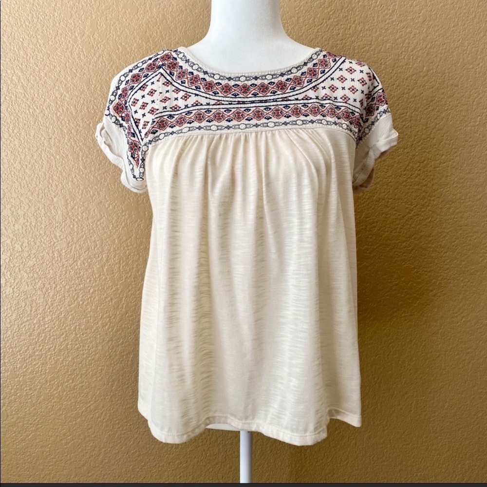 Tempted Cream Bohemian Detailed Scoop Neck Blouse